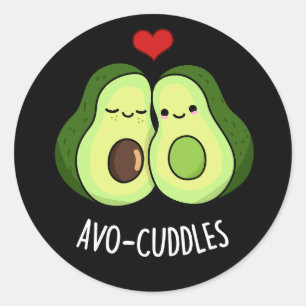Avocuddles Funny Avocado Couple Pun Dark BG Classic Round Sticker