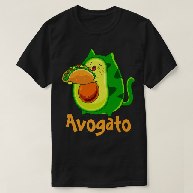 Avogato Avocato Cats Avocado with Taco Vegan Kitte T-Shirt (Design Front)