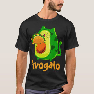 Avogato Avocato Cats Avocado with Taco Vegan Kitte T-Shirt