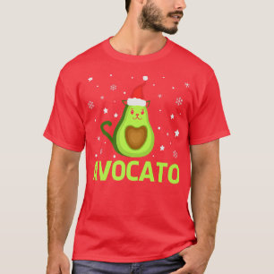Avogato Christmas Cute Cat Avocado Funny Xmas desi T-Shirt