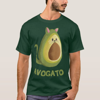 Avogato Funny Avocado Cat Cute Face Graphic T-Shirt