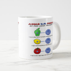 Avoid GM foods avoid 5 digit PLU starting with 8 Large Coffee Mug