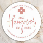 Avoid Hangover Stay Drunk Rose Gold Wedding Favor  Classic Round Sticker<br><div class="desc">Avoid A Hangover Stay Drunk Relief Kit ! These fun wedding favor stickers are perfect to make your own hangover recovery kits for your guests, essential if you plan on having an open bar. Visit our collection for wedding favors, and hangover kit favors and wedding keepsakes. Personalize with name and...</div>