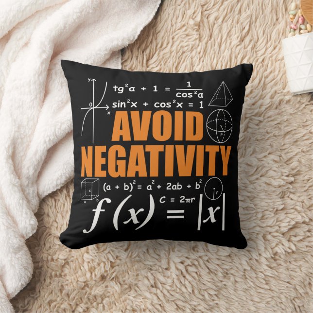 Avoid Negativity Funny Math Mathematician Teacher Throw Pillow (Blanket)