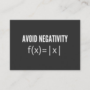 avoid negativity math equation business card
