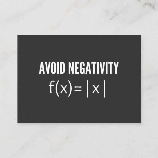 avoid negativity math equation business card (Front)