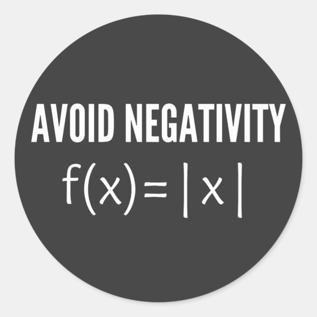 avoid negativity math equation classic round sticker (Front)