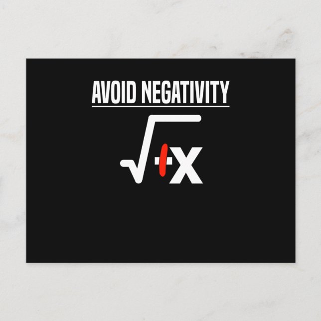 Avoid Negativity Root Math Teacher Saying Math Postcard (Front)