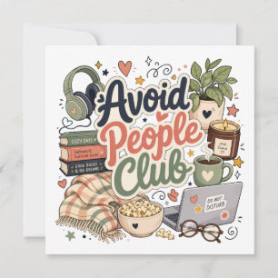 Avoid People Club Cozy Introvert Vibes Invitation