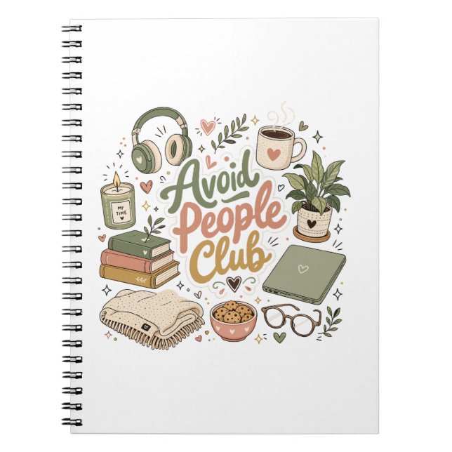 Avoid People Club Cozy Introvert Vibes Notebook (Front)
