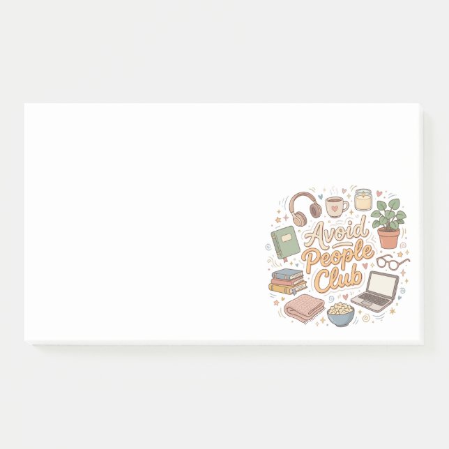 Avoid People Club Cozy Introvert Vibes Post-it Notes (Front)