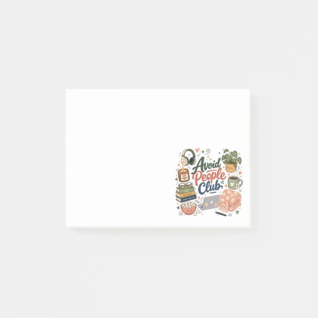 Avoid People Club Cozy Introvert Vibes Post-it Notes (Front)