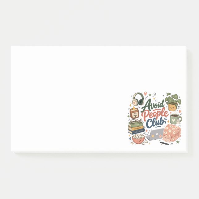 Avoid People Club Cozy Introvert Vibes Post-it Notes (Front)
