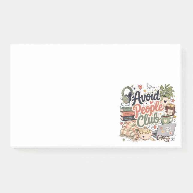 Avoid People Club Cozy Introvert Vibes Post-it Notes (Front)