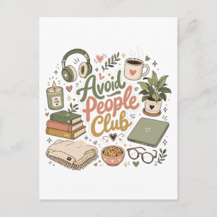 Avoid People Club Cozy Introvert Vibes Postcard