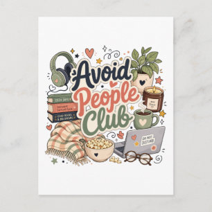 Avoid People Club Cozy Introvert Vibes Postcard