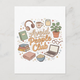 Avoid People Club Cozy Introvert Vibes Postcard