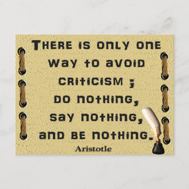 Avoiding criticism postcard (Front)