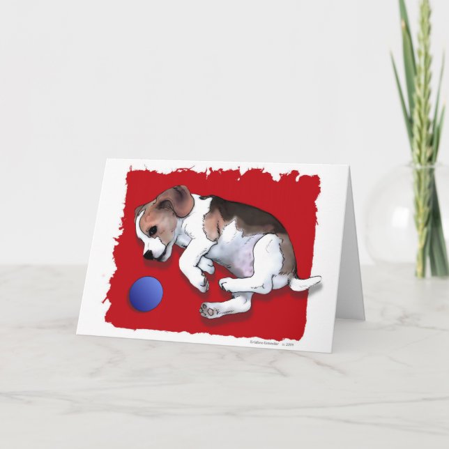 'Avoir une balle' ~ Carte de chiot jouée (Devant)