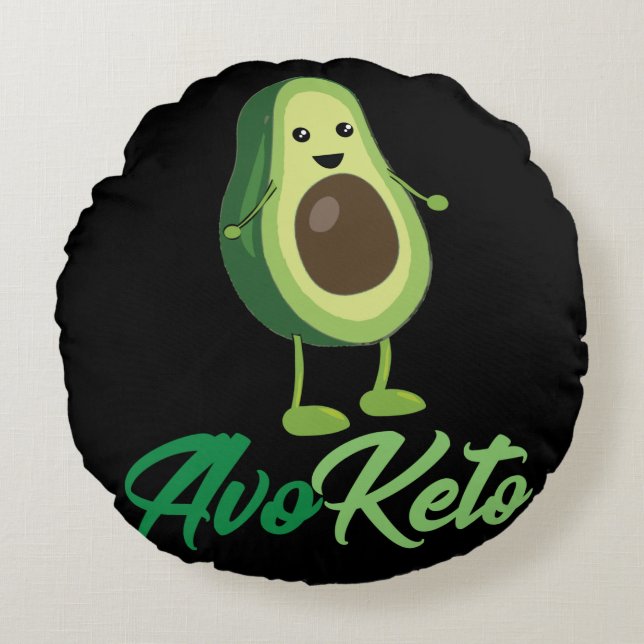 Avoketo - Funny Keto Avocado Round Pillow (Front)