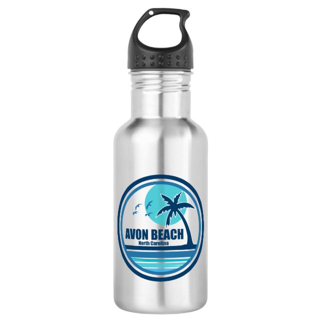 Avon Beach North Carolina Palm Tree Birds 532 Ml Water Bottle (Front)