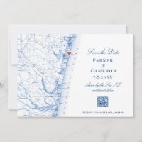 Avon-by-the-Sea NJ Map Elegant Navy Blue QR