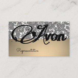 Avon personalized black and silver lace aesthetic business card