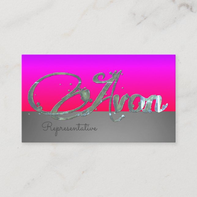 Avon personalized pink and silver aesthetic business card (Front)