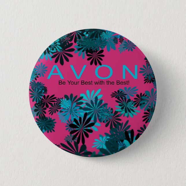 AVON pink and blue Motivational button (Front)