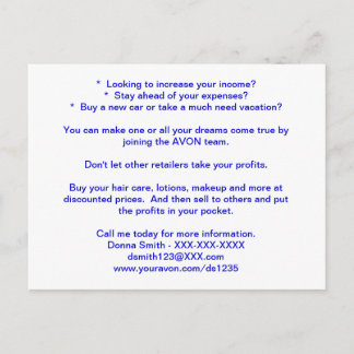 AVON Recruiting Post Card
