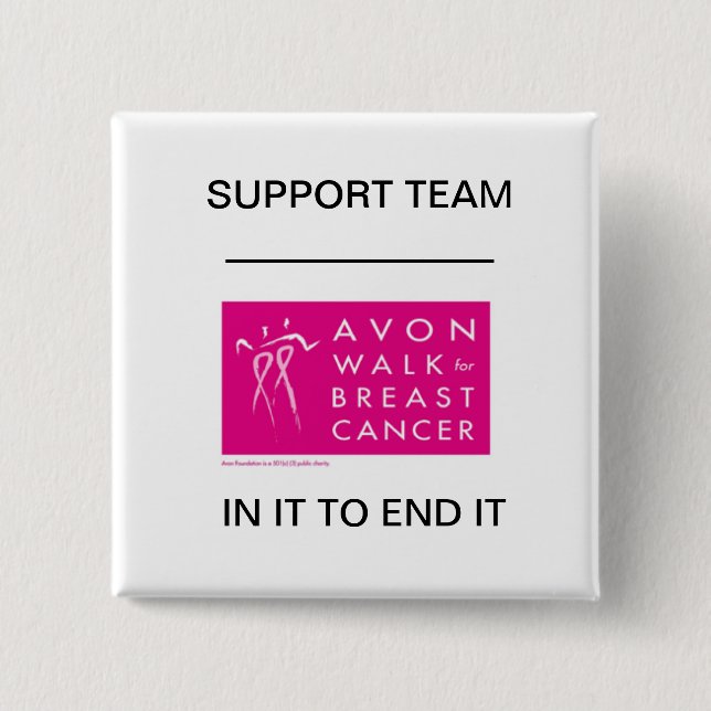 avon-walk-against-breast-cancer 2 inch square button (Front)