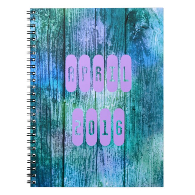 Avril 2016 Purple Turquoise Mois Carnet mensuel (Devant)