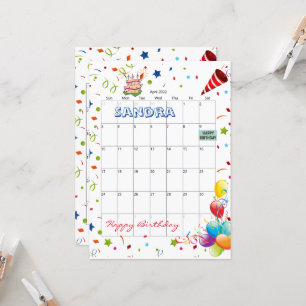 Avril 2022 Calendrier Bonne Invitation Anniversair