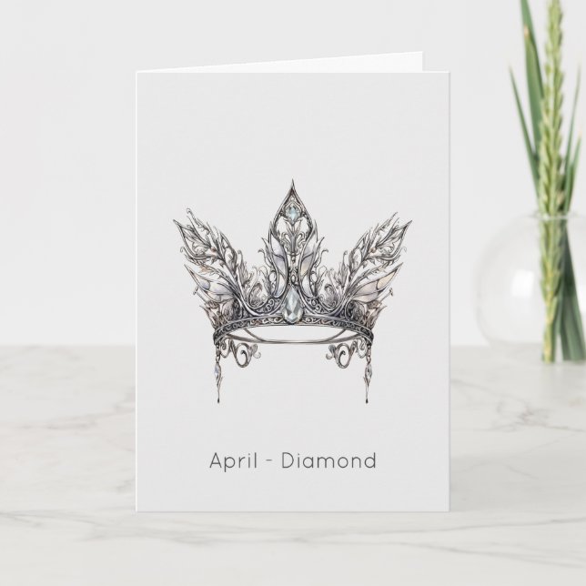 Avril Birthstone Diamond Carte d'anniversaire (Devant)
