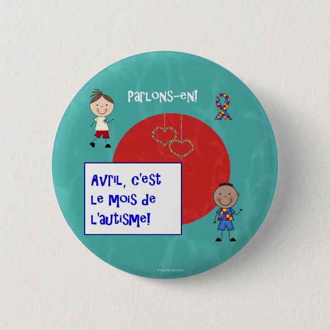 Avril c'est le mois de l'autisme rond macaron 2 inch round button (Front)