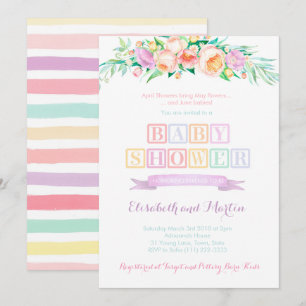 Avril Douches Mai Fleurs Bébé Douche Invitations