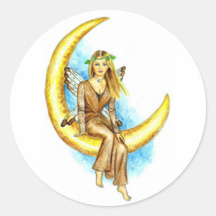 Avril Moon Fairy JL Biel Classic Round Sticker