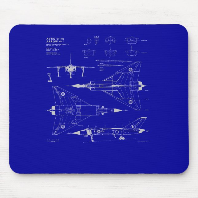Avro Arrow Blueprint Mousepad (Front)