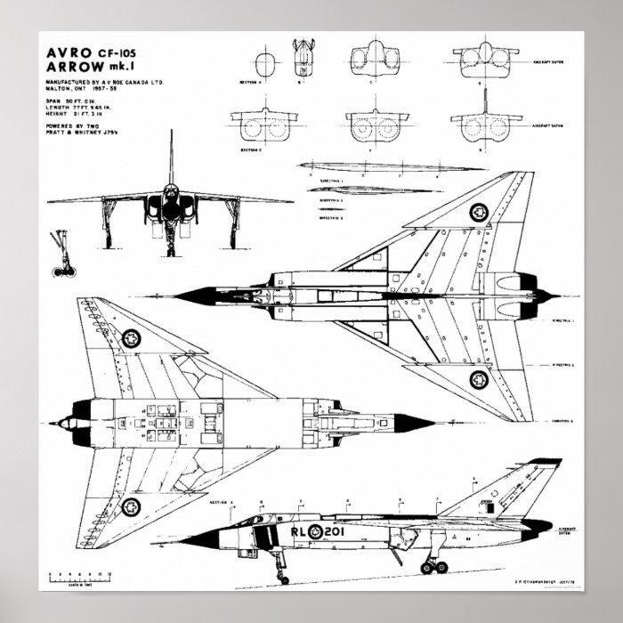 Avro Arrow Blueprints Poster | Zazzle