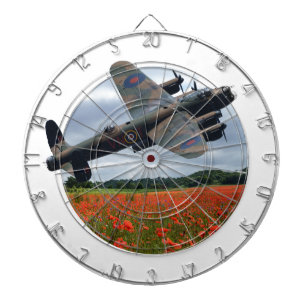 Avro Lancaster Bomber Over A Poppy Field Dartboard