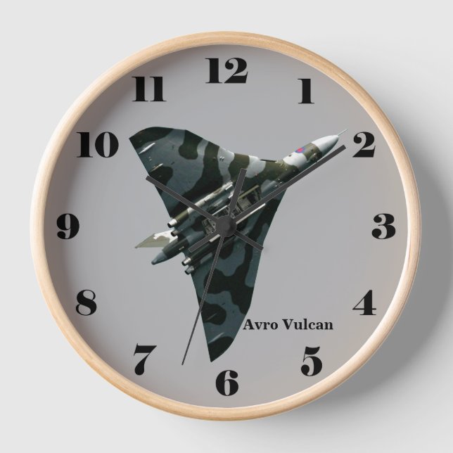 Avro Vulcan Delta Wing Bomber on grey all numbers Wall Clock (Front)