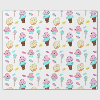 Avryl Fleur's Cute Ice Cream Cone Cupcake Doughnut Wrapping Paper