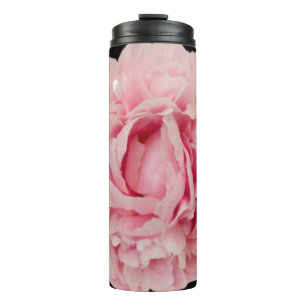 Avryl Fleur's Pink Peony Black White Stripes Thermal Tumbler