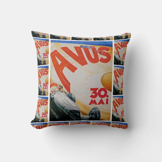 Avus Automobile Racing Poster Throw Pillow (Front)