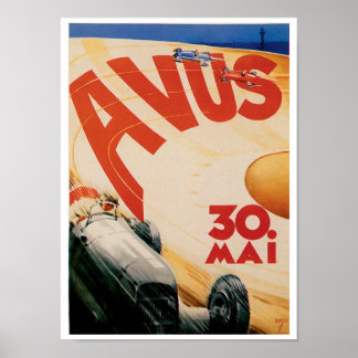Avus Race Cars Automobile Vintage Ad Art Poster