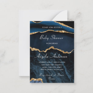 avy Blue Gold Baby Shower Invitation Template