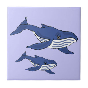 AW- Blue Whale Mother and Baby Tile