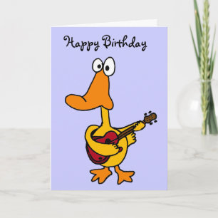 AW- Funny Duck with Guitar Birthday Card