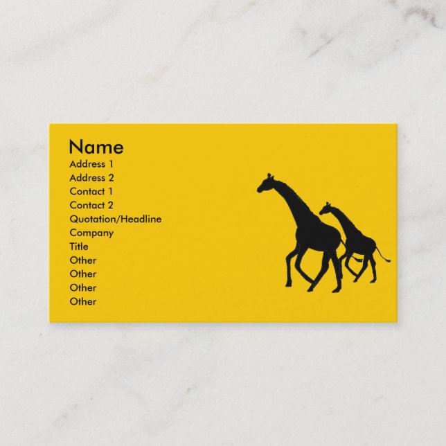 AW- Giraffe Silhouette Business Cards (Front)
