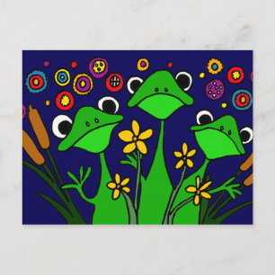 AW- Happy Frogs Folk Art Postcard